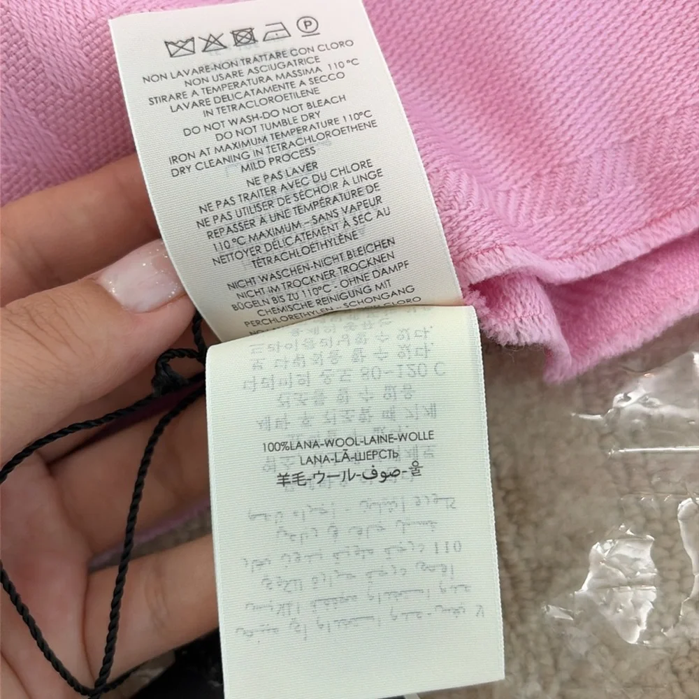 Gucci Pink Monogram Wool Silk Scarf